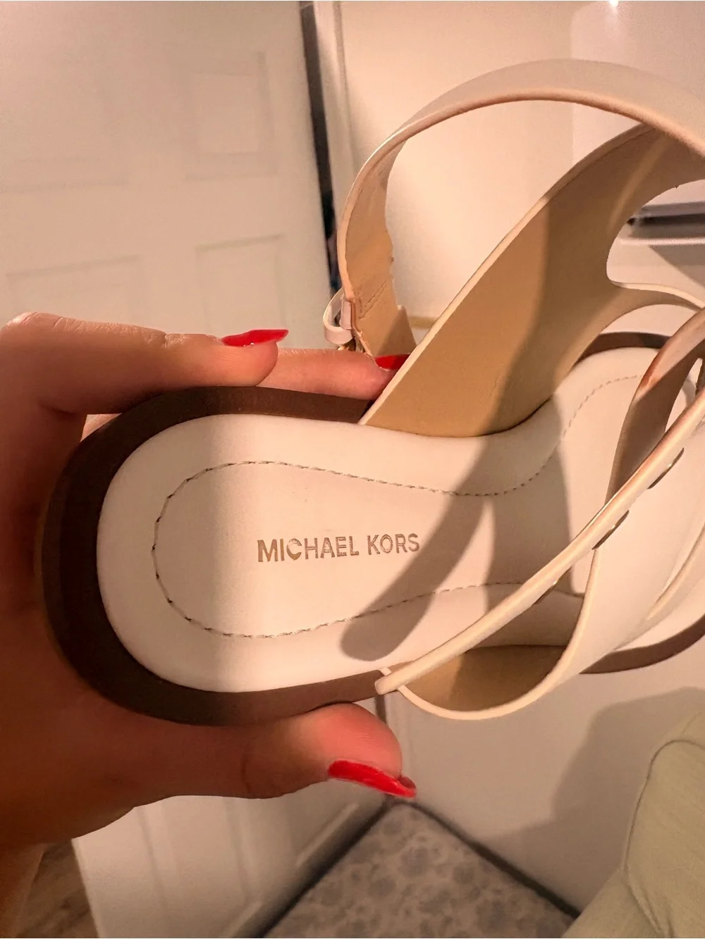 Michael Kors White Cross-Strap Sandals